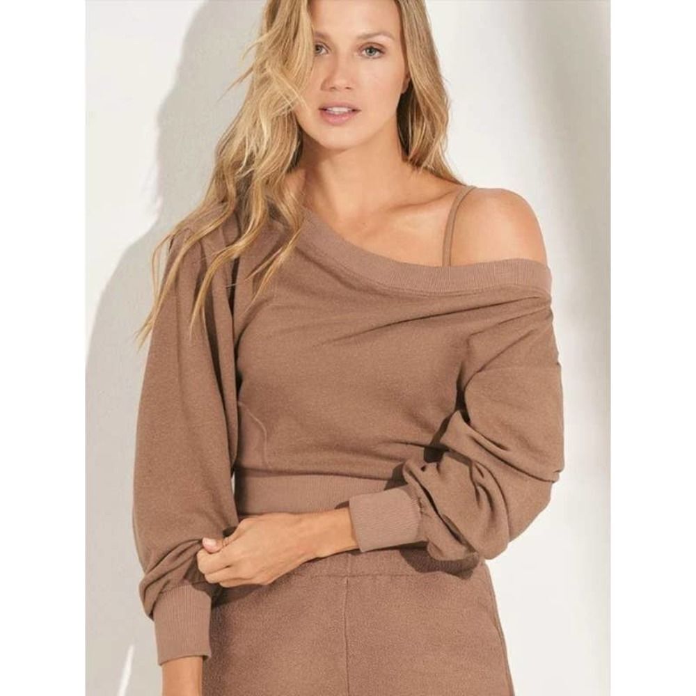 Maaji Cloudy Mocca Long Sleave Cropped Sweatshirt Sz. L